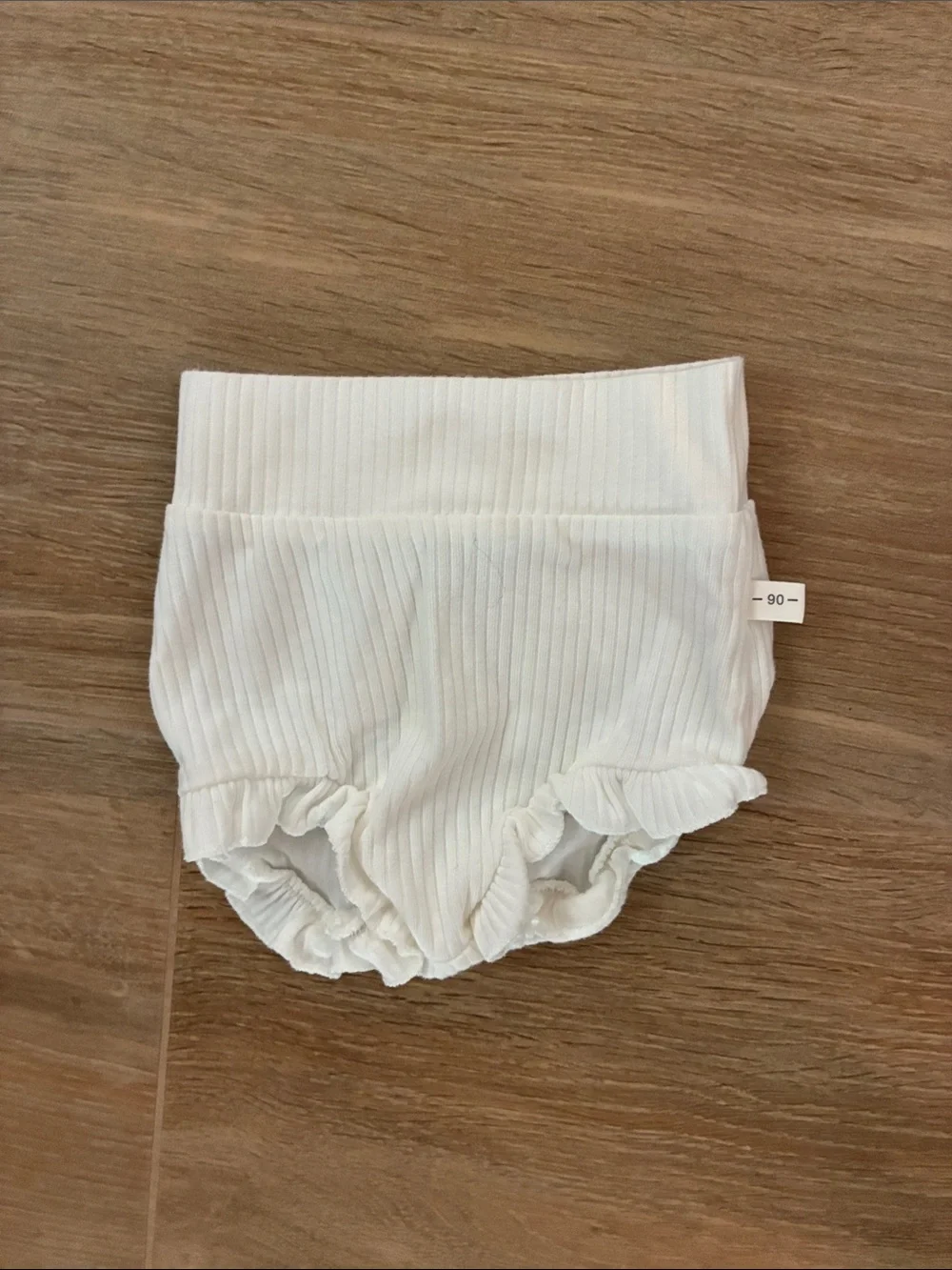 Soft Ribbed White Baby Bloomer and headband set